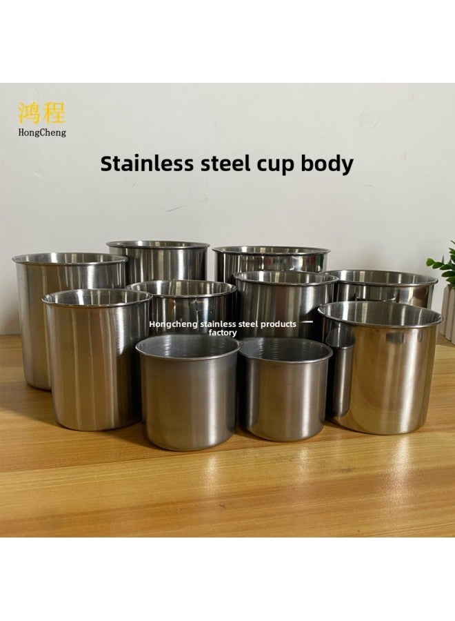 Stainless Steel Cup 4.9-15cm Mouth Cup Soup Cup Lid Unhandled Single Layer Water Cup Body Measuring Cup Bird Feeding Cup Beer Cup-Color:Magnetic Stainless Steel-Capacity:304/inside 13*12.8cm - Image 1