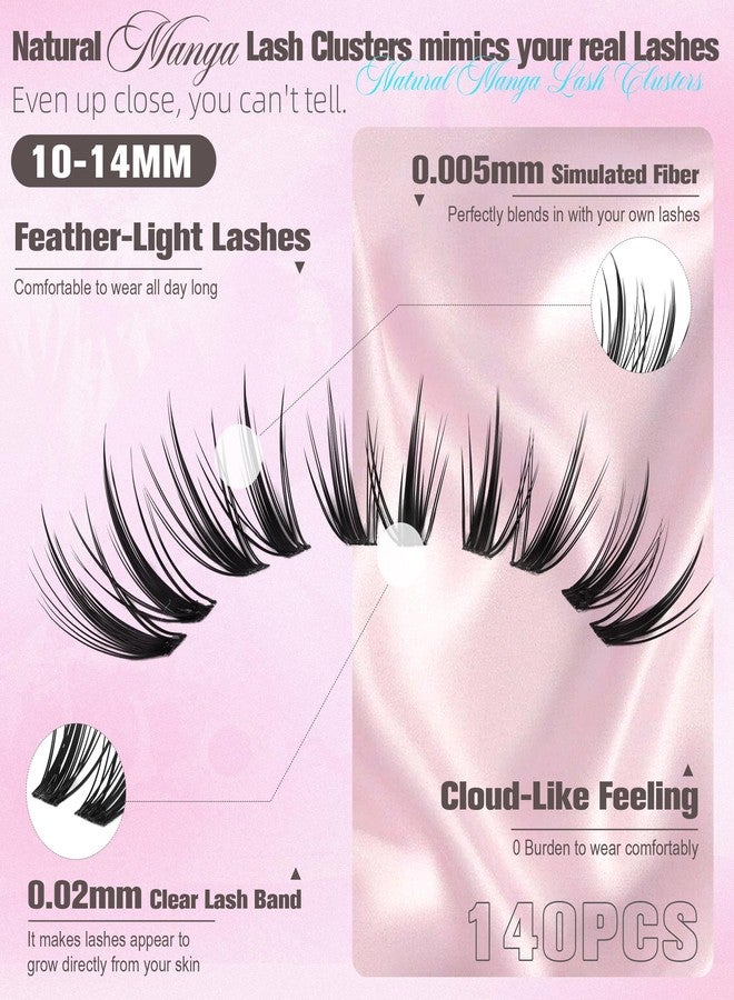 Boahankuke Manga Lash Clusters Natural Bunny Eyelash Clusters Wispy Cluster Eyelash Extensions 10-14MM Anime Individual Lashes C Curl Pestañas Postizas Naturales Fairy Lash Extension by Boahankuke - Image 3
