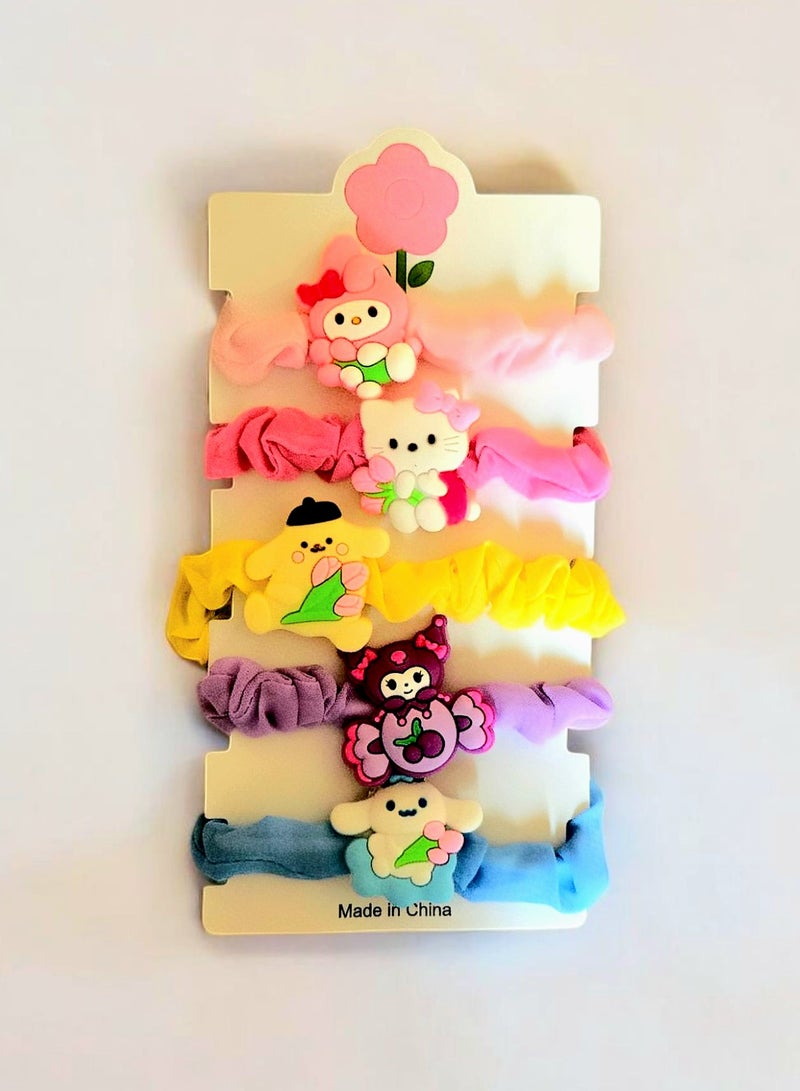 Set of 5 Colorful Hair Ties for Girls