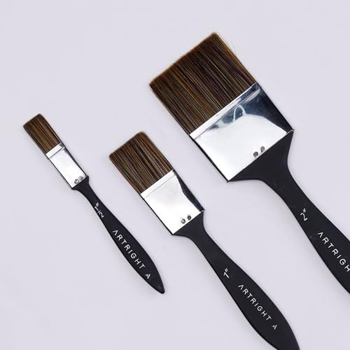 ArtRight Flat Wash Paint Brushes Set - Handmade Professional Artist Painting Brush Set for Acrylic, Oil & Gouache Painting (0.5 inch, 1 inch, 2 inch wash Brush)(Wood) - Image 4