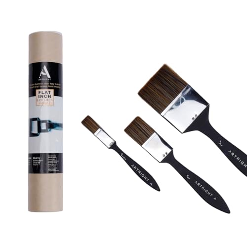 ArtRight Flat Wash Paint Brushes Set - Handmade Professional Artist Painting Brush Set for Acrylic, Oil & Gouache Painting (0.5 inch, 1 inch, 2 inch wash Brush)(Wood) - Image 1