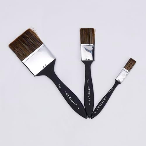 ArtRight Flat Wash Paint Brushes Set - Handmade Professional Artist Painting Brush Set for Acrylic, Oil & Gouache Painting (0.5 inch, 1 inch, 2 inch wash Brush)(Wood) - Image 2
