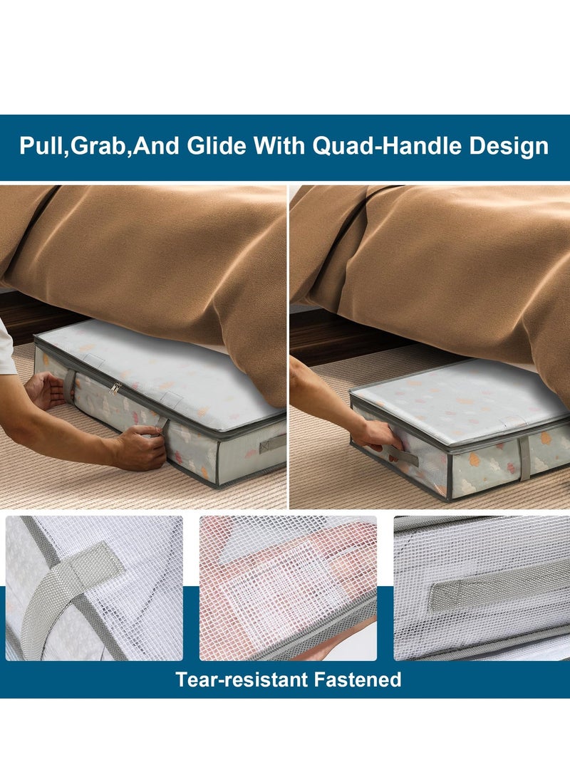 Excefore 2 Pack Under Bed Storage Containers Bins Large Moisture Proof Capacity Clothes Blanket Underbed Storage and Organization Bags with Lid and Handles Beding Storage Bags Organizer for Clothes Bedroom - Image 4