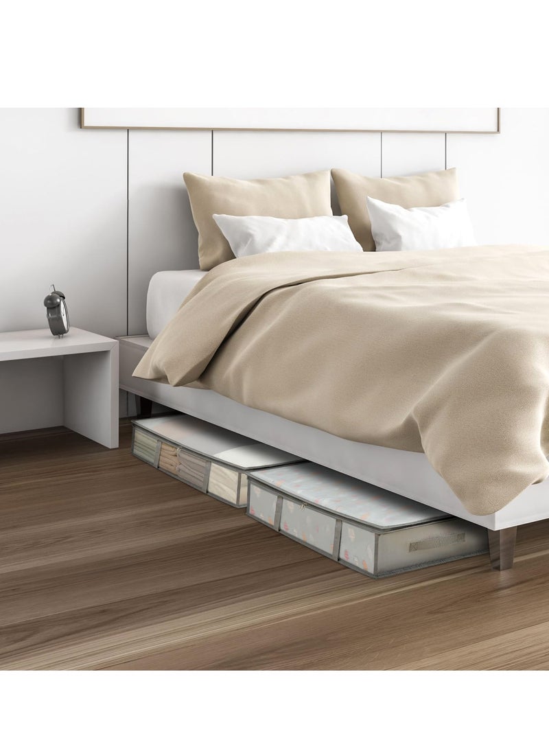 Excefore 2 Pack Under Bed Storage Containers Bins Large Moisture Proof Capacity Clothes Blanket Underbed Storage and Organization Bags with Lid and Handles Beding Storage Bags Organizer for Clothes Bedroom - Image 5