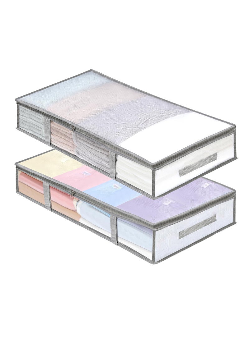 Excefore 2 Pack Under Bed Storage Containers Bins Large Moisture Proof Capacity Clothes Blanket Underbed Storage and Organization Bags with Lid and Handles Beding Storage Bags Organizer for Clothes Bedroom - Image 1