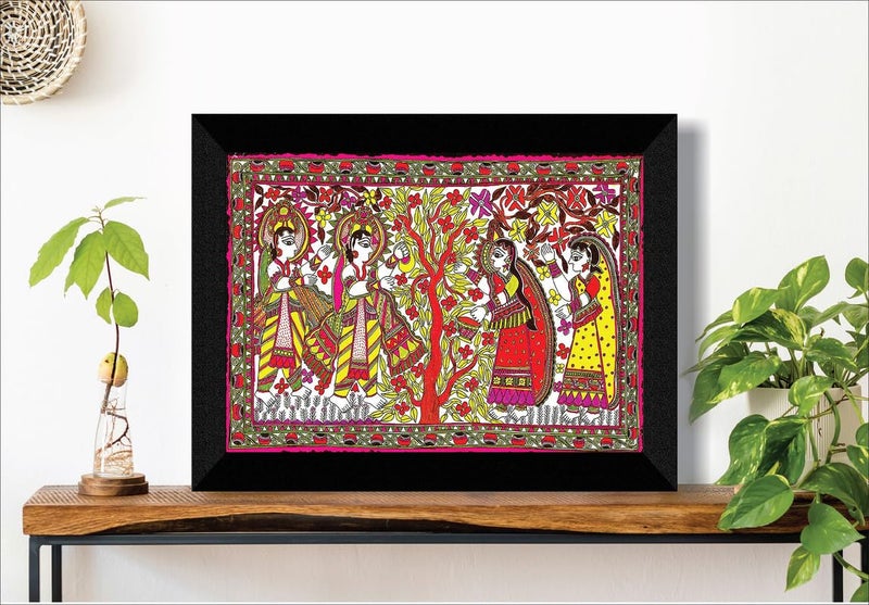 SAF paintings Madhubani Traditional Black frame painting for Wall Decoration SA-SANFK33359A - Image 3