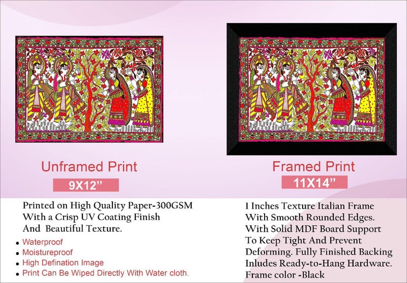 SAF paintings Madhubani Traditional Black frame painting for Wall Decoration SA-SANFK33359A - Image 2