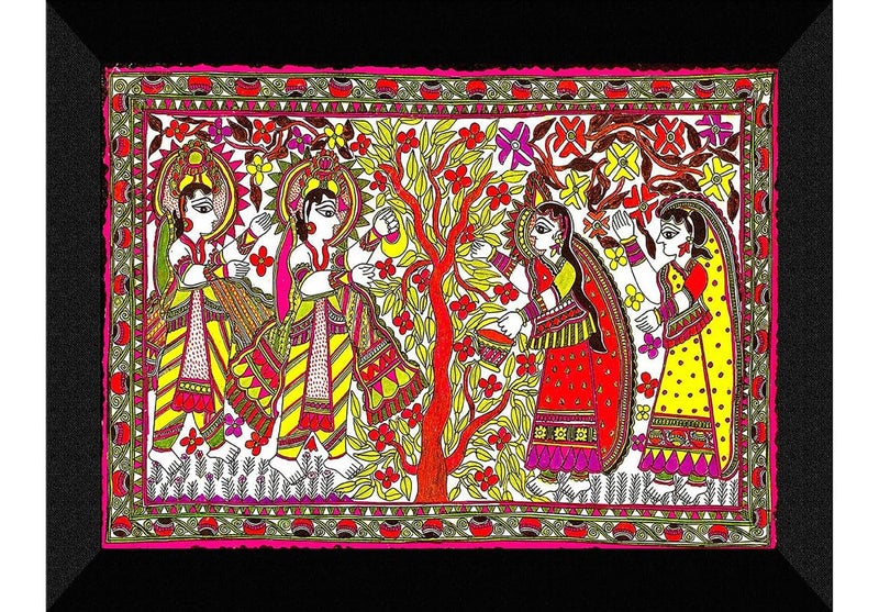SAF paintings Madhubani Traditional Black frame painting for Wall Decoration SA-SANFK33359A - Image 4