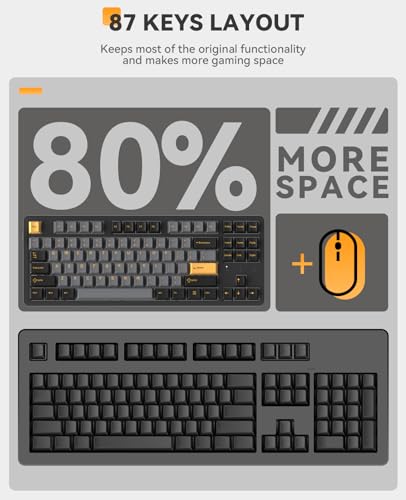DAREU EK87PRO 80% Wireless Mechanical Gaming Keyboard,TKL Tri-Mode RGB Keyboard with Hot-Swappable,PBT Keycaps,Gasket Mount,6-Layer Padding for Win/Mac - Image 3