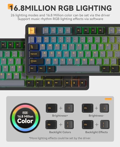 DAREU EK87PRO 80% Wireless Mechanical Gaming Keyboard,TKL Tri-Mode RGB Keyboard with Hot-Swappable,PBT Keycaps,Gasket Mount,6-Layer Padding for Win/Mac - Image 5
