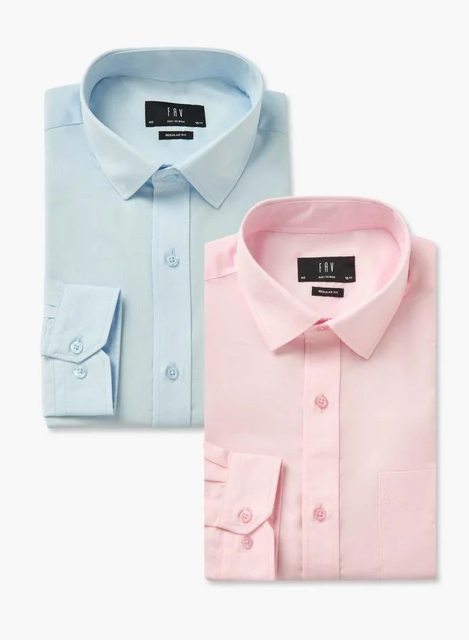 Splash FAV Men Regular Fit Collared Long Sleeves Shirt - Set of 2