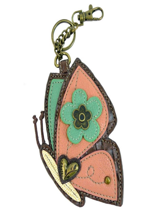 Chala Pink Butterfly Key Fob Coin Purse, Butterfly lovers Keychain - Image 1