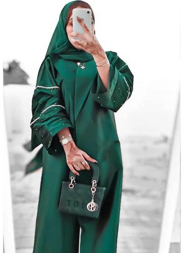Moistreet Embellished Flared Sleeve Abaya