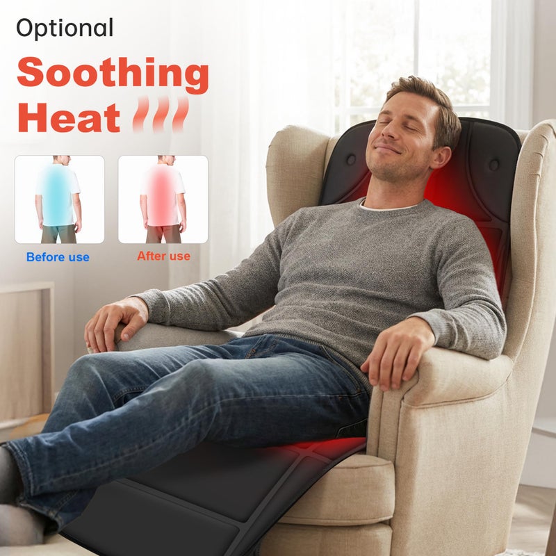 CILI Massage Mat Full Body,Massager Chair Pad,10 Vibration Motors & 5 Massage Modes,Back Massager for Bed,Massage Mattress Pad for Back,Heating Pad with Auto Shut Off - Image 4