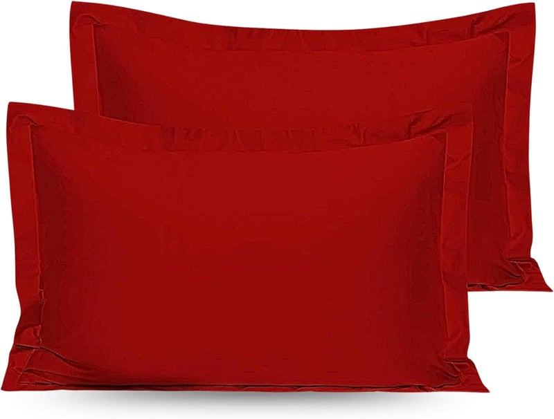 OSBED Cotton Pillow Covers Set of 2 - Breathable & Cooling Pillow Shams (Red, 50 x 80cm) - Image 1