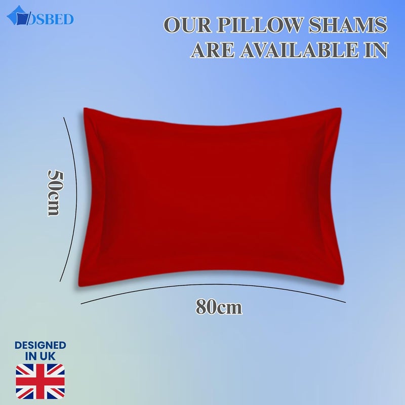 OSBED Cotton Pillow Covers Set of 2 - Breathable & Cooling Pillow Shams (Red, 50 x 80cm) - Image 2