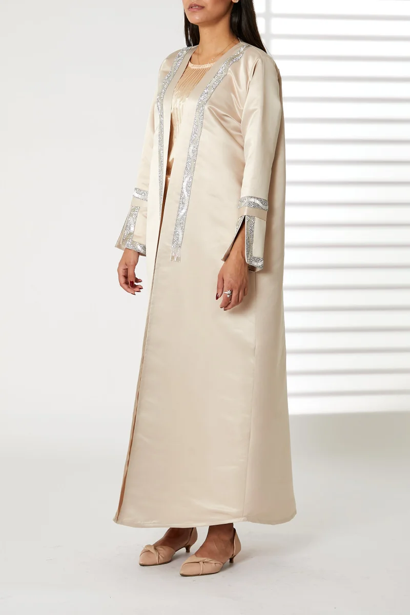 Moistreet Satin Split Cuffs  Abaya
