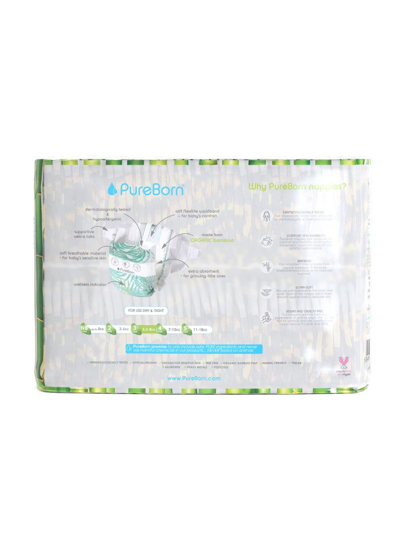 PureBorn Organic Diapers Size-3 5.5-8kg Master Value Pack Leopard Print 112 Diapers  - Image 2