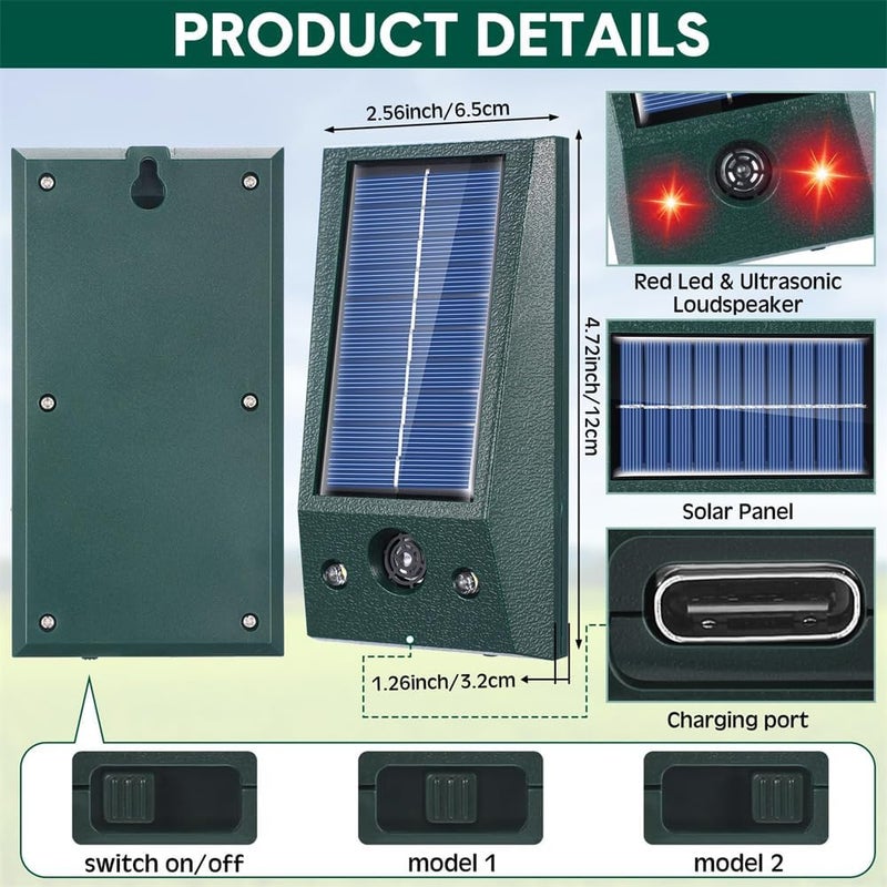 YARDHOBI Solar Ultrasonic Animal Repellent, Squirrel Repellent, Outdoor Mouse Repellent Devices with Strobe Flashing Light Waterproof Solar Animal Repeller for Wolves, Dog, Deer, Yard Garden - Image 5