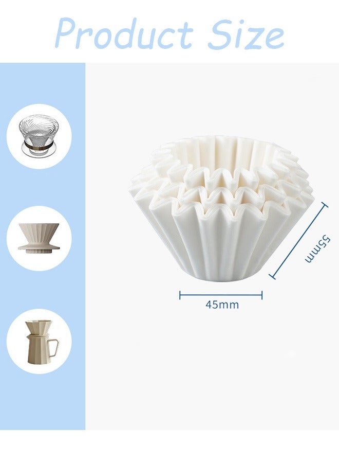100 قطعة 4.5x5.5 سم فلتر قهوة ورقي على شكل وعاء فلتر قهوة بالتنقيط حجم صغير قابل للتصرف أبيض غير مبيض سلة بديلة فلاتر قهوة ورقية للاستخدام المنزلي والتجاري صانعات القهوة بالتنقيط - Image 2