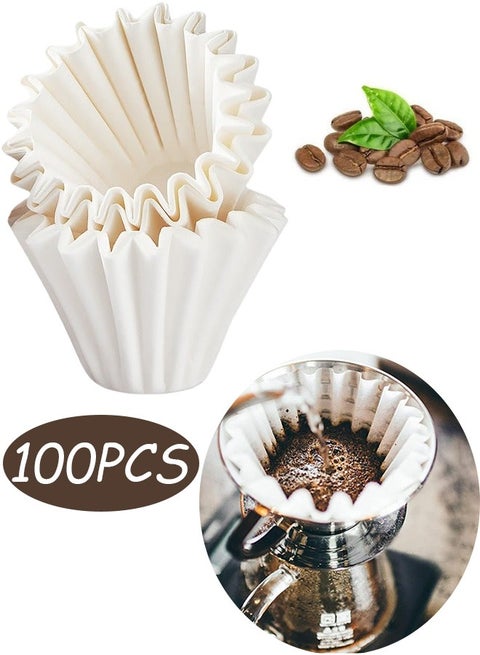 100 Pcs 4.5x5.5cm Coffee Paper Filter Bowl Shape Drip Coffee Filter Mini Size Disposable White Unbleached Replacement Basket Coffee Filters Paper Sheets for Home Commercial Dripper Pour Over and Drip Coffee Makers