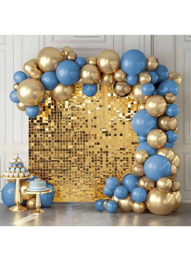 Kate Shimmer Wall Backdrop Light Gold Wall Panels 12Pcs Square Sequin Shimmer Wall Backdrop Decoration for Birthday Party,Wedding, Anniversary - Image 1