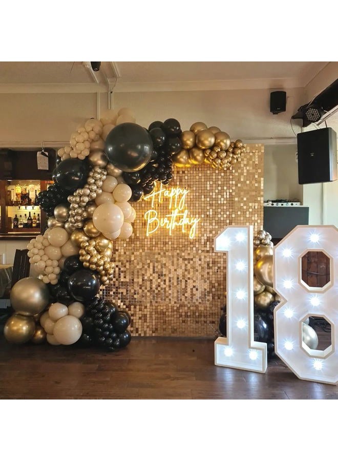 Kate Shimmer Wall Backdrop Light Gold Wall Panels 12Pcs Square Sequin Shimmer Wall Backdrop Decoration for Birthday Party,Wedding, Anniversary - Image 2