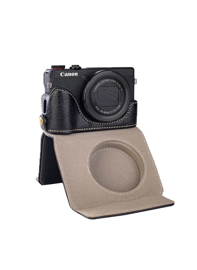 kinokoo Camera Case for Canon G7X /G7X II /G7X III Digital Camera, Vintage Buffalo PU Leather G7X Mark III G7X Mark II Protective Case with Adjustable Shoulder Strap - Black  - Image 4