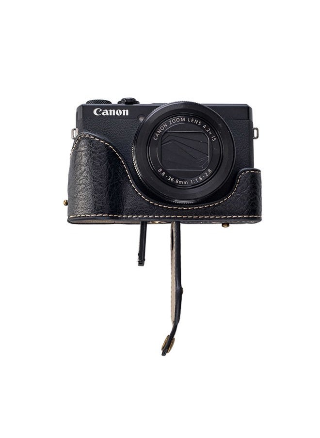 kinokoo Camera Case for Canon G7X /G7X II /G7X III Digital Camera, Vintage Buffalo PU Leather G7X Mark III G7X Mark II Protective Case with Adjustable Shoulder Strap - Black  - Image 5
