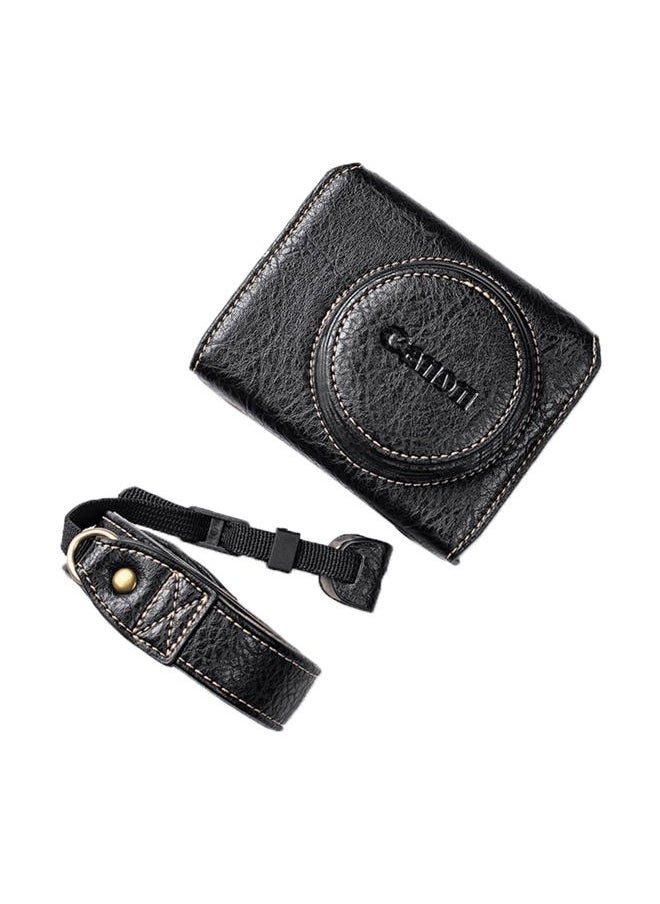 kinokoo Camera Case for Canon G7X /G7X II /G7X III Digital Camera, Vintage Buffalo PU Leather G7X Mark III G7X Mark II Protective Case with Adjustable Shoulder Strap - Black  - Image 2