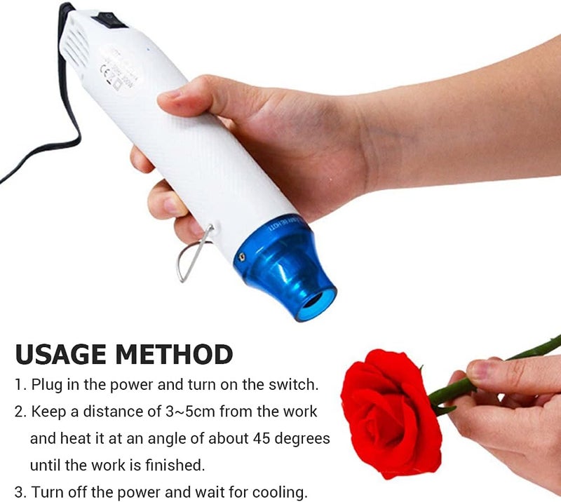 Eacam Hot Air Machine, 300W Hot Air Machine, Portable Hot Air Gun, Heating and Shaping Tool for Soft Clay Relief Powder Heat Shrinkable Sheet 220V EU Plug - Image 4