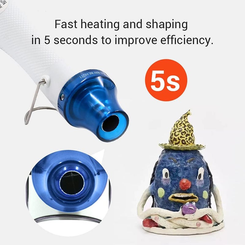 Eacam Hot Air Machine, 300W Hot Air Machine, Portable Hot Air Gun, Heating and Shaping Tool for Soft Clay Relief Powder Heat Shrinkable Sheet 220V EU Plug - Image 5