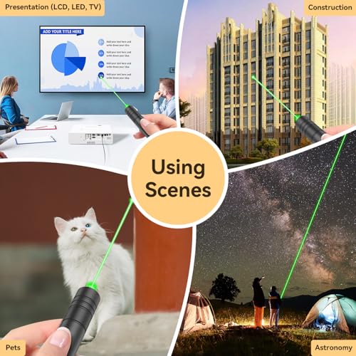 MIPREZT Rechargeable Green Laser Pointer High Power High Power Green Beam Light Long Distance Range For TV/LED/LCD Screens Tactical Flashlights Presentation Office/Outdoors/Astronomic/Construction [007] (2) - Image 5