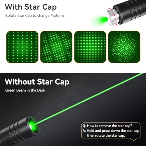 MIPREZT Rechargeable Green Laser Pointer High Power High Power Green Beam Light Long Distance Range For TV/LED/LCD Screens Tactical Flashlights Presentation Office/Outdoors/Astronomic/Construction [007] (2) - Image 2