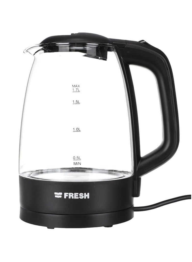 Electric Glass Kettle – 1.7L Capacity, Black Color, Stylish & Fast Boiling