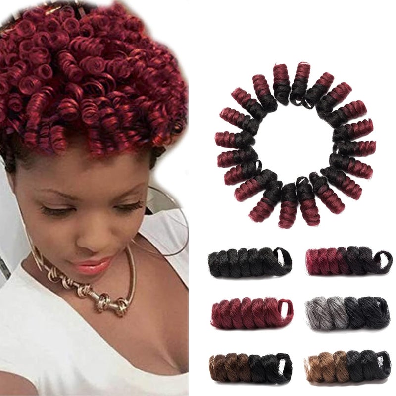 Snoilite 5 packs Short Curls Crochet Hair Braids for Black Women 12mm Jamaican Bounce Curls Jump Wand for DIY Mohawk Afro Twist Braided Wigs Braiding Hair Extensions 10Black to Red