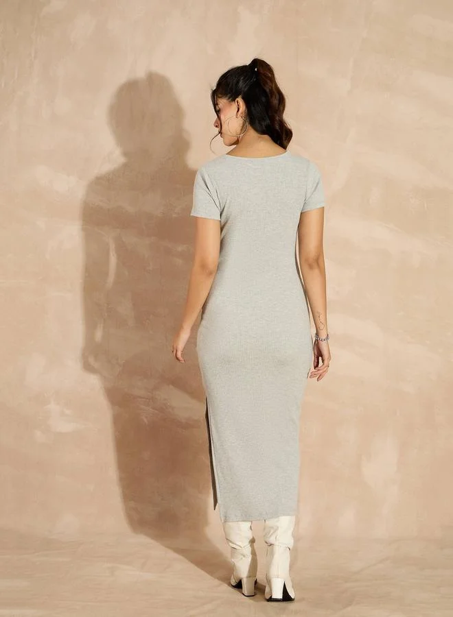 SASSAFRAS Ribbed Midi Dress