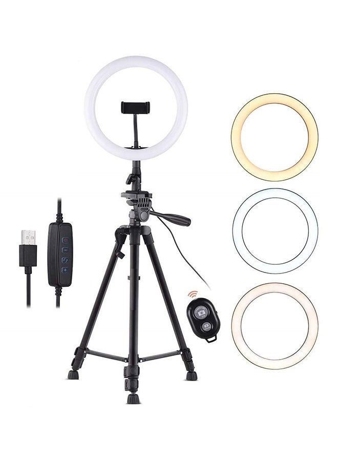 East Lady 10 Inch Dimmable LED Ring Light With Tripod Stand White/Black/Gold - Image 1