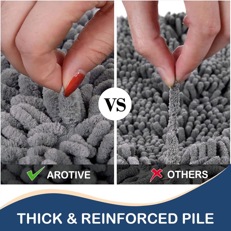 Arotive Arotive Luxury Chenille Bathroom Rug Mat  Extra Soft Thick Absorbent Shaggy Bath Rugs  Non-Slip Machine Wash Dry Plush Bath Runner Mats for Bathroom  Living Room  and Laundry Room (47""x20""  Grey)  - Image 4