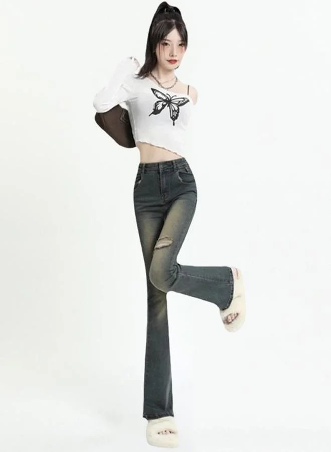 YUNIQEE Blue Cotton Slim Fit High-Rise Jeans