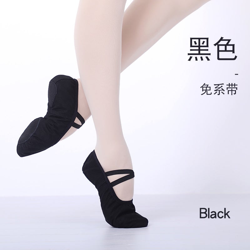Generic Childrens Dance Shoes Yoga Shoes Ballet Shoes Adult Lace-up Free Practice Chinese Dance Cat Claw Shoes Soft Sole Dance Shoes Black-No lacing 