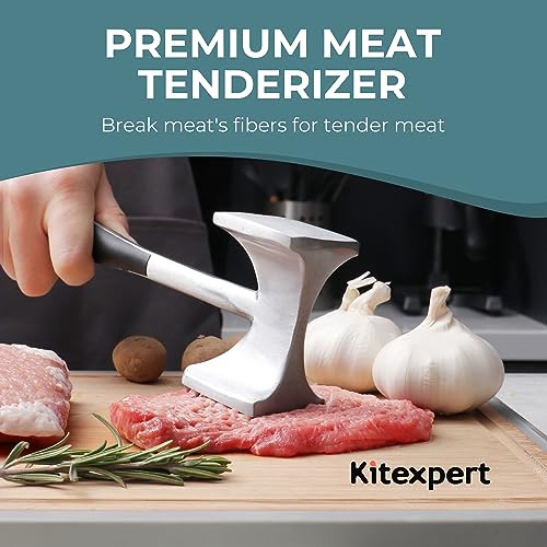 KITEXPERT Meat Tenderizer Hammer with Comfortable-Grip Handle, Dual-side Mallet for Kitchen, Heavy Duty Pounder For Tenderizing Steak, Beef and Fish - Image 2