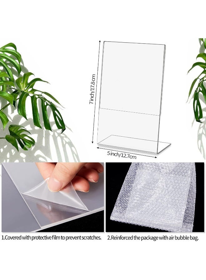 TPGP 24 Pack Acrylic Sign Holder Slant Back Sign Holder Stand Plastic Paper Holder Clear Display Stand Table Top Sign Holders For Office Home Store Restaurant (5 X 7 Inch) - Image 2