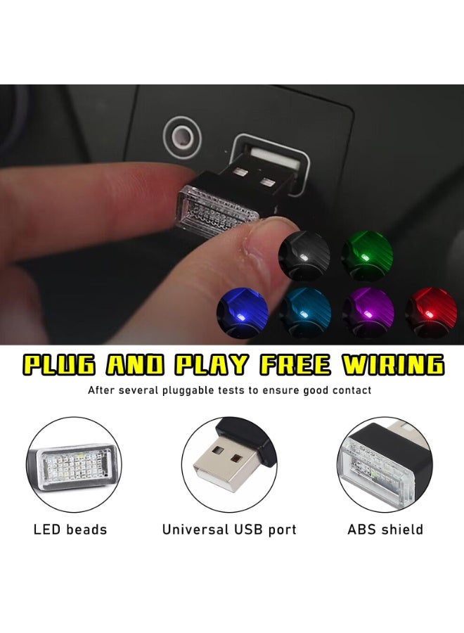 ٦ مصابيح LED داخلية للسيارة تعمل بمنفذ USB، إضاءة ليلية ديكورية تعمل بمنفذ USB، طقم إضاءة محيطية محمول للسيارة، ملحقات داخلية عالمية لمعظم السيارات (٦ ألوان) - Image 3