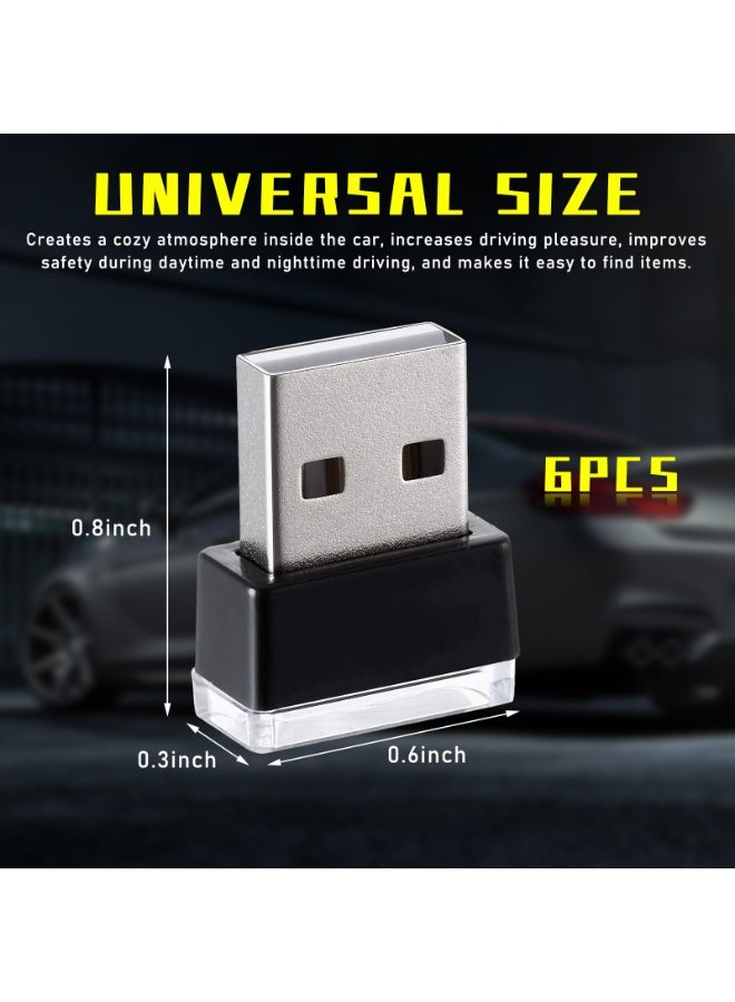 ٦ مصابيح LED داخلية للسيارة تعمل بمنفذ USB، إضاءة ليلية ديكورية تعمل بمنفذ USB، طقم إضاءة محيطية محمول للسيارة، ملحقات داخلية عالمية لمعظم السيارات (٦ ألوان) - Image 2