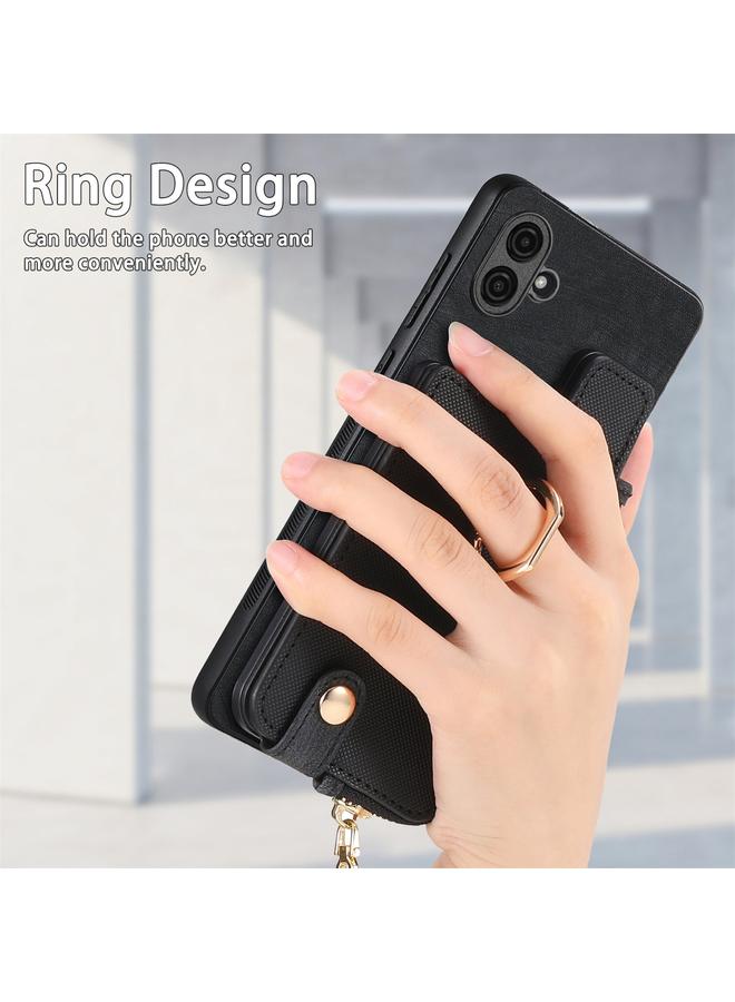 اس-توب جراب خلفي لهاتف Samsung Galaxy A04e مزود بحلقة جلدية متقاطعة وسحاب عمودي - Image 4