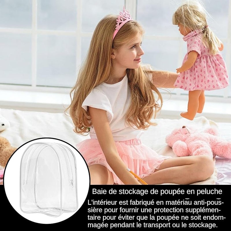 4 PCS Deluxe Clear Storage Bags for Labubu Rag Dolls –  Dustproof Plush Doll Organizer Backpack, Spacious Storage Bag with Silicone Rope Bell, Protective Case for Labubu (No Dolls Included) - Image 4