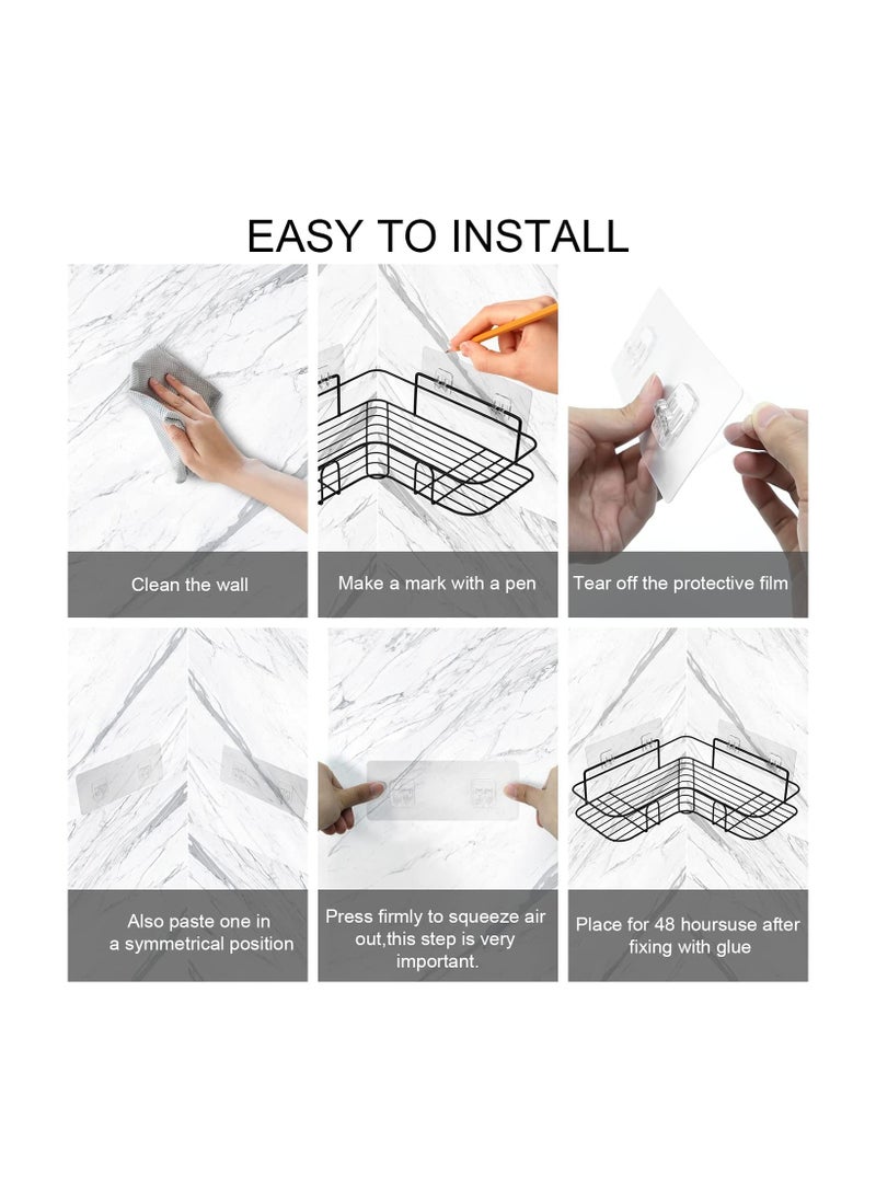 SKY-TOUCH 2PCS Corner Shower Shelves Self Adhesive No Drilling Wall Mounted Shower Storage Shelf Organizer for your Bathroom Kitchen and Toilet Iron Art Black  - Image 4