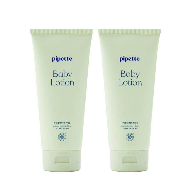 Pipette Baby Lotion, Fragrance Free, 5.7 fl oz (Pack of 2), Unscented Baby Lotion for Newborn, Sensitive Skin, and Kids, Non-Toxic and Hypoallergenic, Made with Ceramides - Image 1