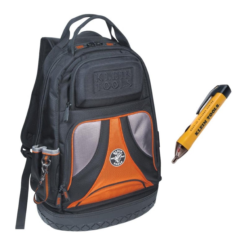 Klein Tools 80113 Tradesmen Backpack Kit with 39Pocket Tradesman Pro Tool Backpack and NonContact Voltage Tester Pen 2Piece